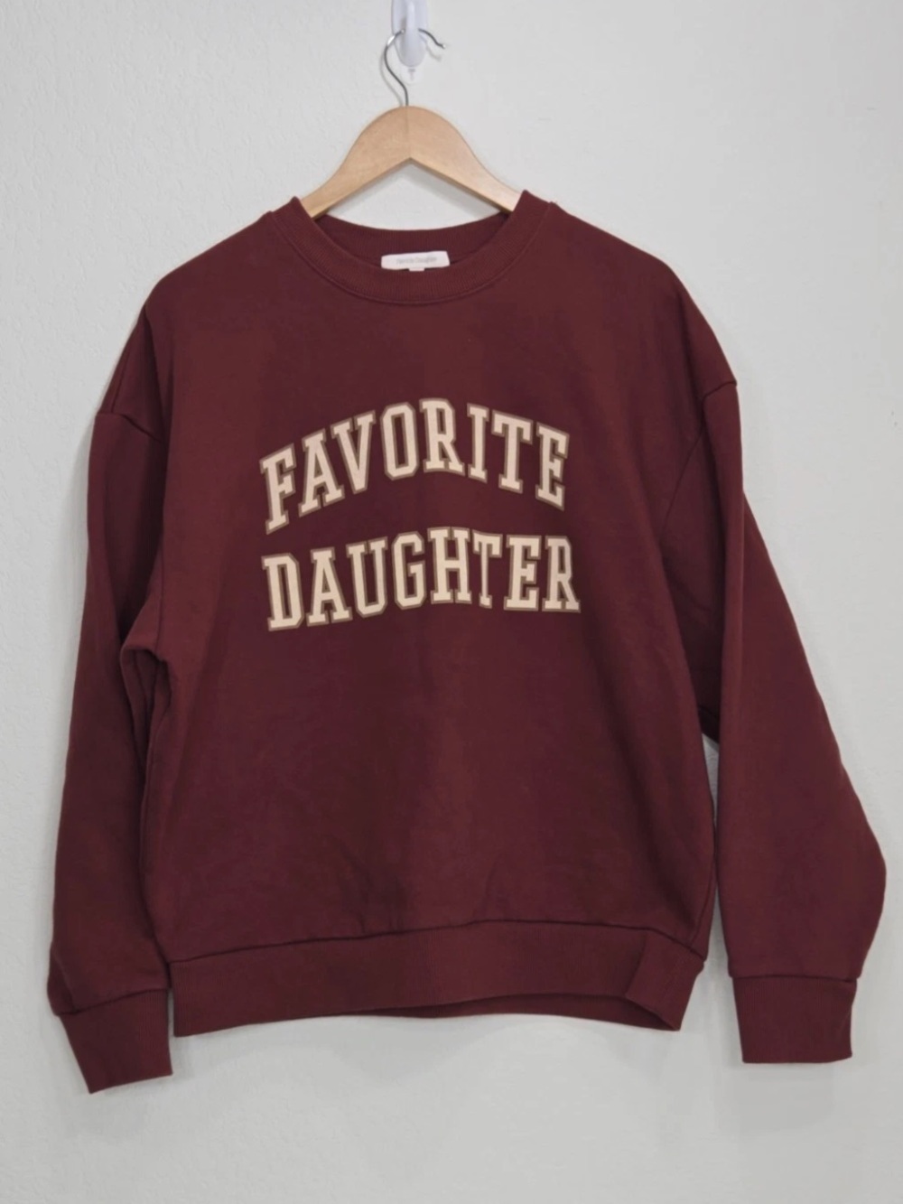 FAVORITE DAUGHTER Collegiate Crewneck Logo Sweatshirt Sangria Nights Size S